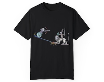 Medieval Rabbit vs Snail Archer T-Shirt: Whimsical Manuscript Art