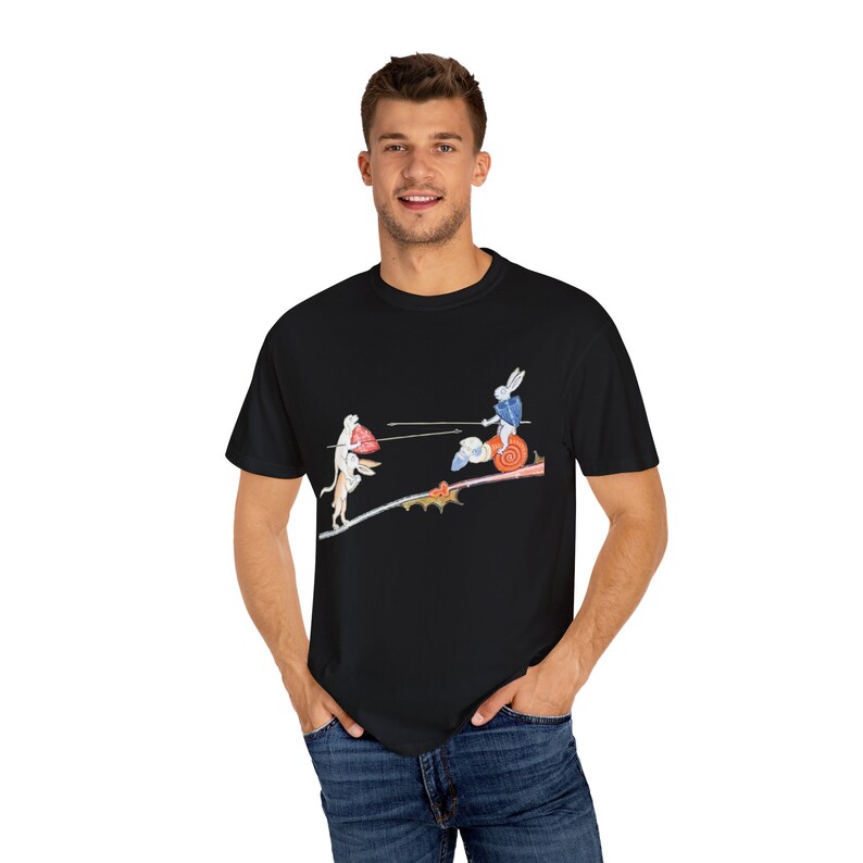 Camiseta de conejo de justas medievales: arte manuscrito caprichoso imagen 6