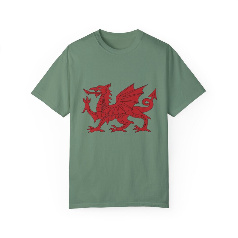 Welsh Dragon T-Shirt: Flag of Wales Pride, Comfort Colors Tee Light Green