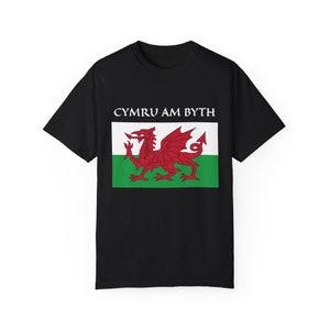 Welsh Dragon T-Shirt: Cymru Am Byth, Wales Flag Pride Black