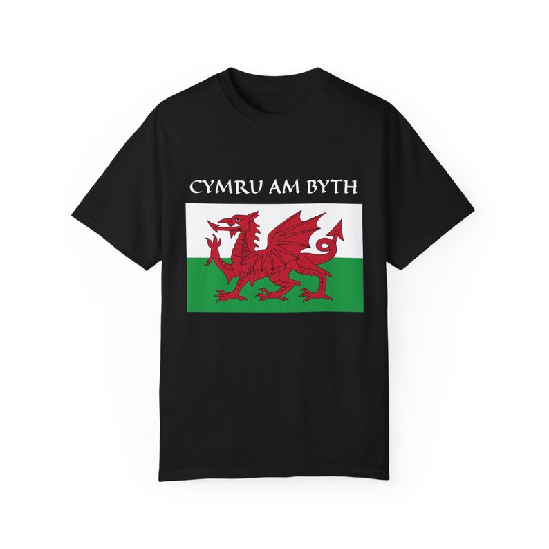 Welsh Dragon T-Shirt: Cymru Am Byth, Wales Flag Pride Black