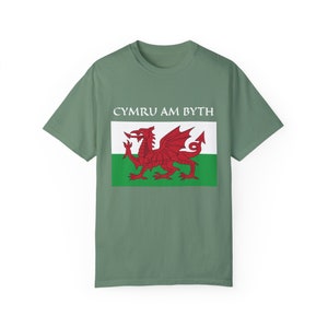 Welsh Dragon T-Shirt: Cymru Am Byth, Wales Flag Pride Light Green
