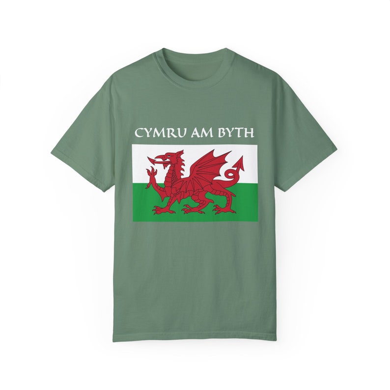 Welsh Dragon T-Shirt: Cymru Am Byth, Wales Flag Pride Light Green