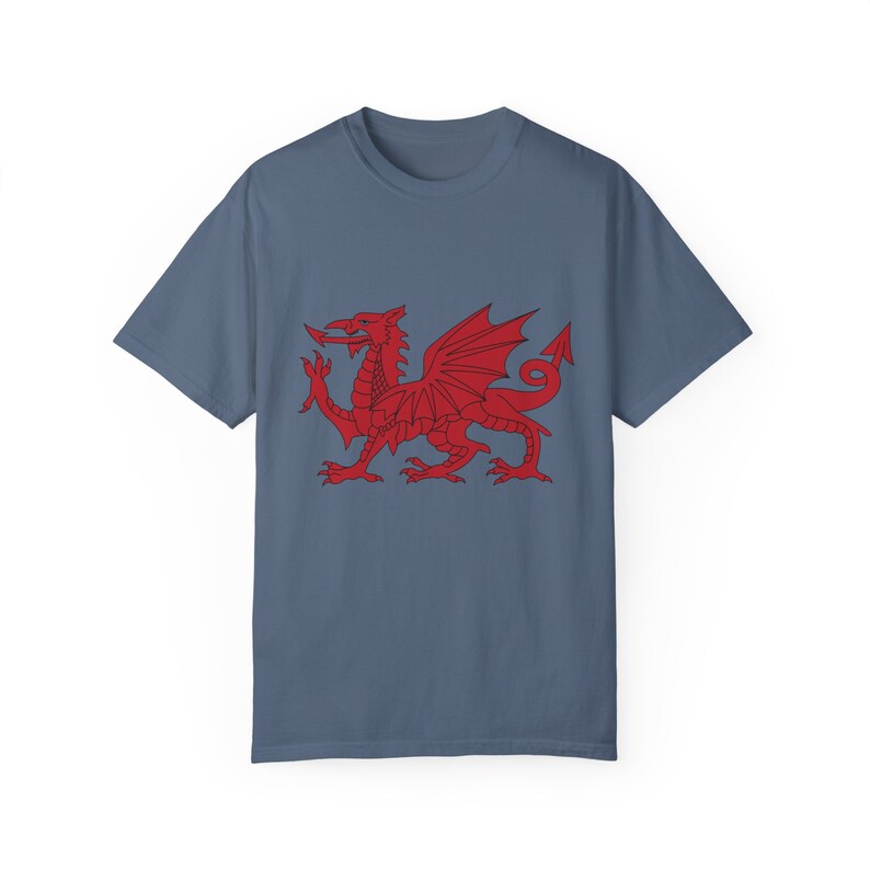 Welsh Dragon T-Shirt: Flag of Wales Pride, Comfort Colors Tee Blue Jean
