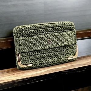Bolso elegante con letras, bolso de crochet hecho a mano, bolso de lujo para mujer, bolso de crochet original