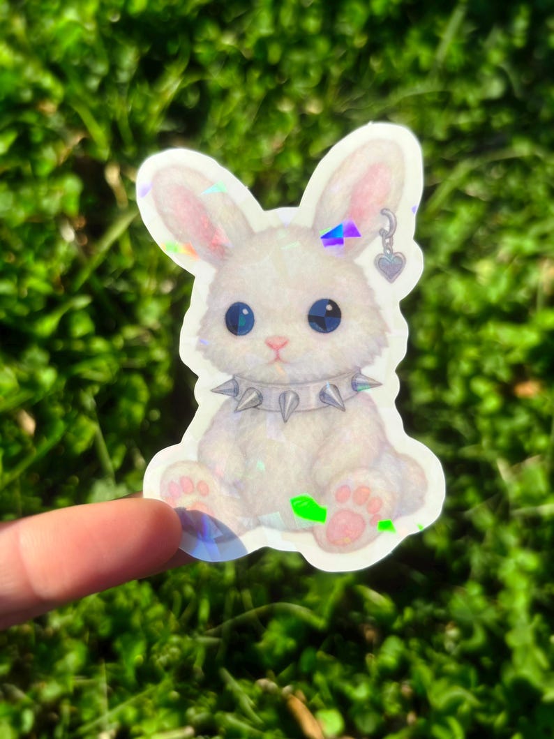 Goth White Bunny Sticker: Punk Rabbit Sticker, Gothic Animals Sticker ...