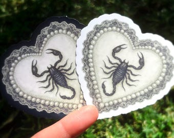 Gothic Scorpion Sticker: Victorian Insect Stickers, Vintage Goth Stickers, Antique Bug Art
