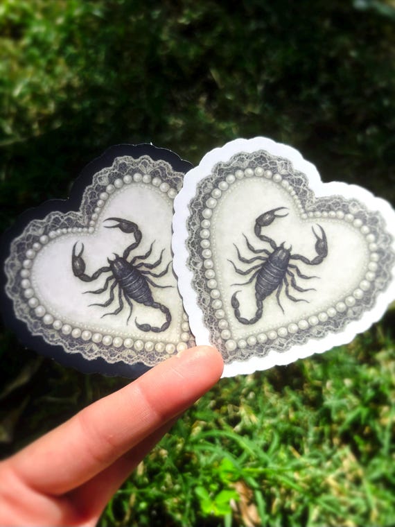 Gothic Scorpion Sticker: Victorian Insect Stickers, Vintage Goth Stickers, Antique Bug Art