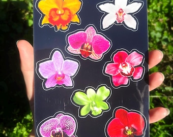 Black Orchid Sticker Sheet: Aesthetic Filler Stickers, Flower Sticker Sheet, Orchid Stickers