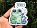 Bong Smoking Frog Sticker - Rippit Decal, Holographic Weed Sticker, Cute Bong Ripping Sticker, Funny Pot Sticker, Stoner Decal