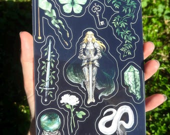 Elven Knight Sticker Sheet - Fantasy Sticker Sheet, Whimsical Medieval Sticker Sheet, Girl Knight Sticker Sheet