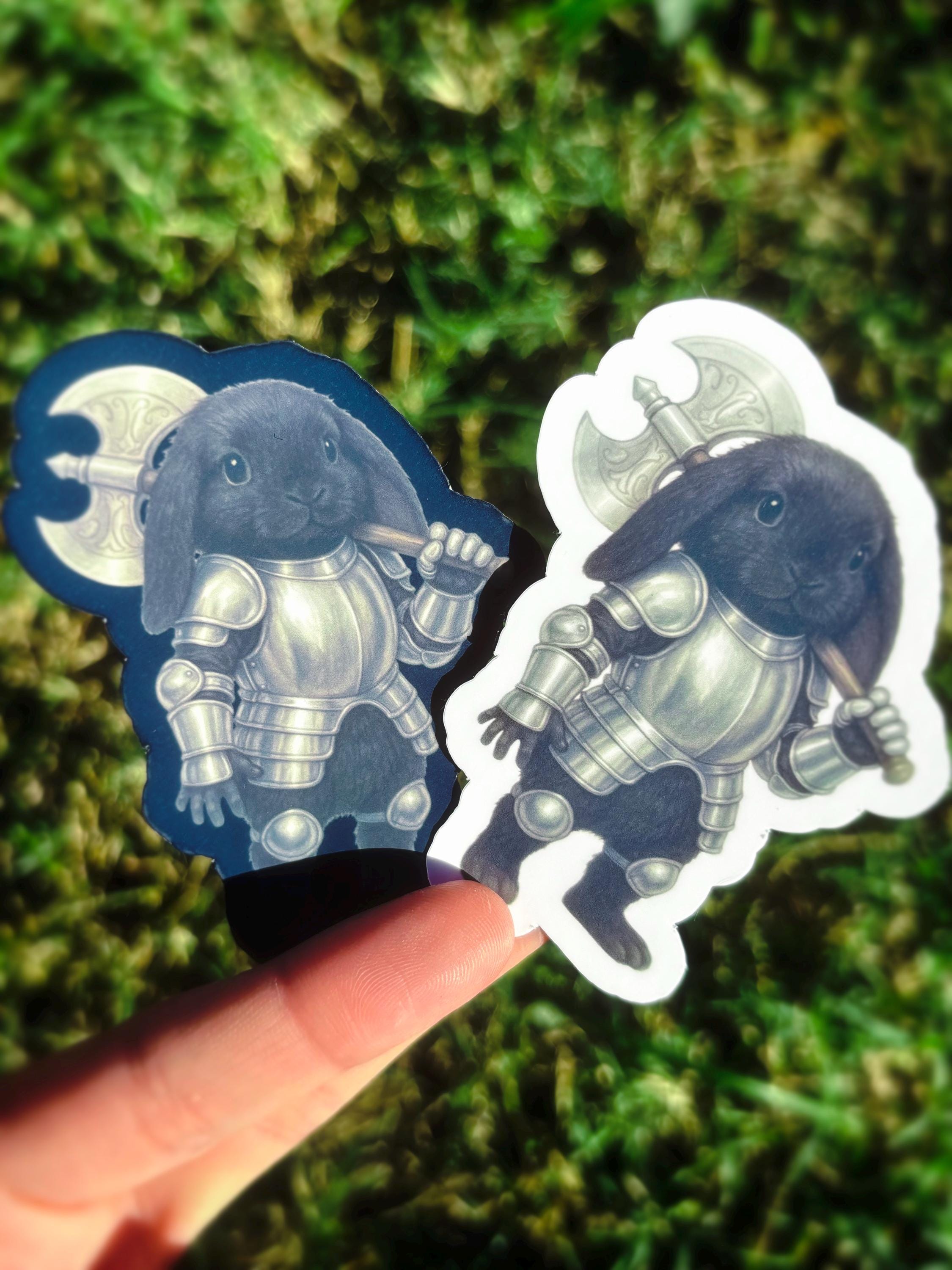 Floppy Eared Bunny Knight Sticker - Medieval Rabbit in Armor & Sword ...