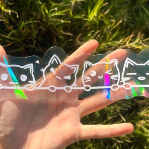 Cute Cat Suncatcher Sticker - Chibi Kitty Rainbow Making Sticker, Kawaii Rainbow Window Cling, Prism Decal, Funny Adorable Animal Sticker