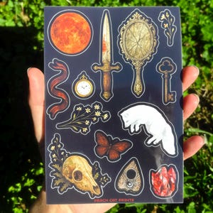 Blood Moon Illustrated Vinyl Sticker Sheet - Dark Sticker Sheet, Eclectic Sticker Sheet, Aesthetic Filler Stickers, Weird Girl Sticker
