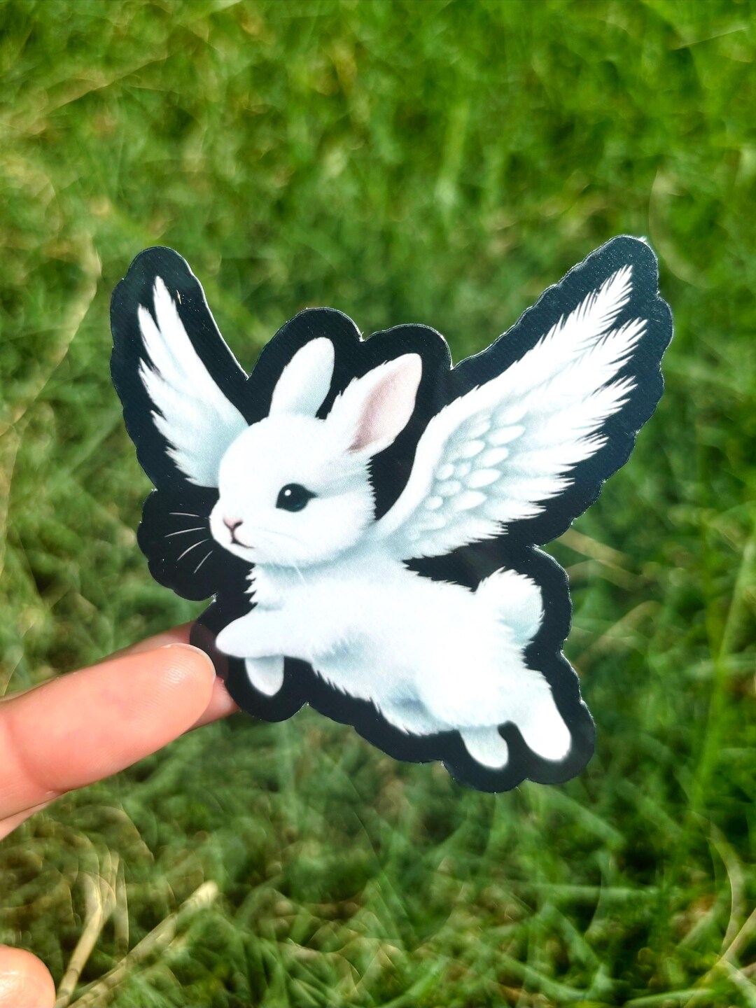 Angel Wings Bunny Sticker - Creepy Cute Bunny Sticker, Weird Cute ...