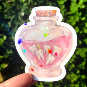Rosa tänder-drycksklistermärke: Obehaglig söt anatomikonst, kawaii gore-tandklistermärke, gotiskt drycksklistermärke, pastellgoth-estetik bild 7