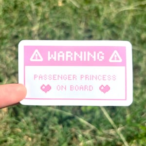 Sticker princesse passagère - jolis cadeaux pixel art pour elle, sticker miroir d'intérieur de voiture kawaii, cadeau pour petite amie gâtée