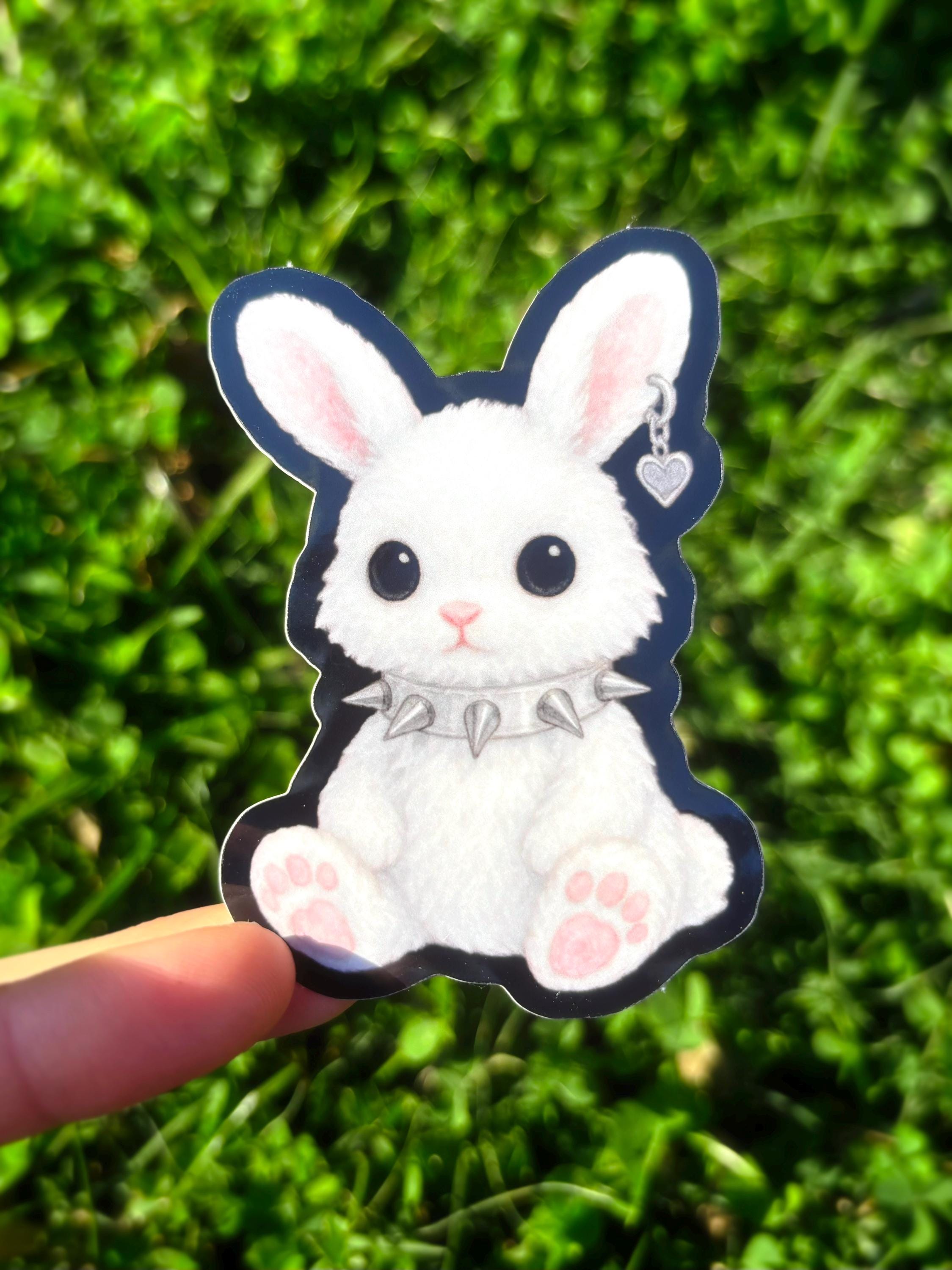 Goth White Bunny Sticker: Punk Rabbit Sticker, Gothic Animals Sticker ...