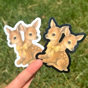 Two Headed Deer Sticker Pack - Creepy Cute Deer Sticker, Weird Animal Sticker Set, Kawaii Horror Sticker, Double Headed Animal Vinyl Sticker