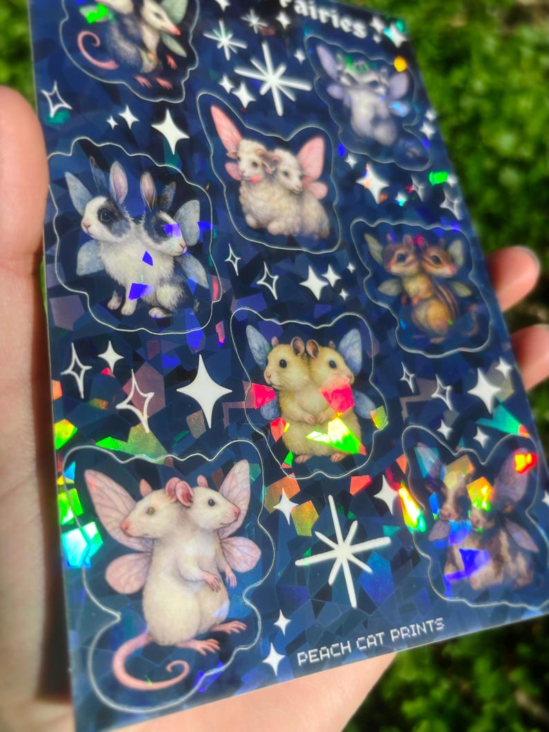 Two Headed Fairies Sticker Sheet - Creepy Cute Sticker Sheet, Weird Animal Sticker Sheet, Kawaii Horror Sticker Double Headed Animal Sticker image 4