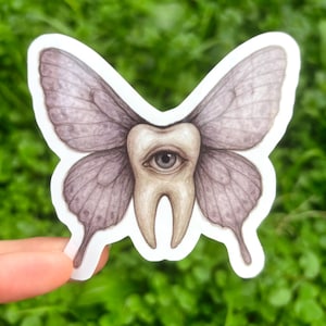 Creepy Tooth Fairy Sticker - Creepy Fantasy Sticker, Weird Illustrated Sticker, Weirdcore Sticker, Strange Art Sticker, Odd Vinyl Sticker,