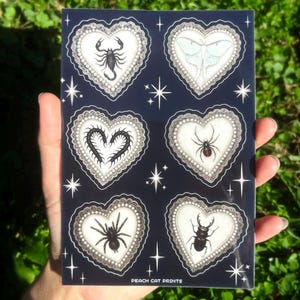 Gothic Insect Sticker Sheet: Creepy Cute Stickers, Victorian Gothic Aesthetic, Goth Luna Moth Decal, Scorpion Art