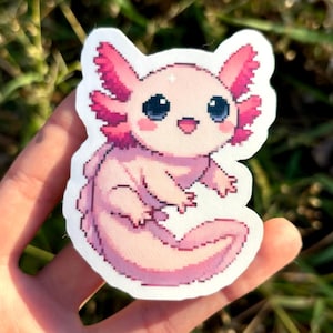 Cute Axolotl Sticker Two Pack - Cosmic Axolotl Sticker, Kawaii Pastel Pink Axolotl Sticker, Space Salamader Vinyl Decal 2 Set image 5
