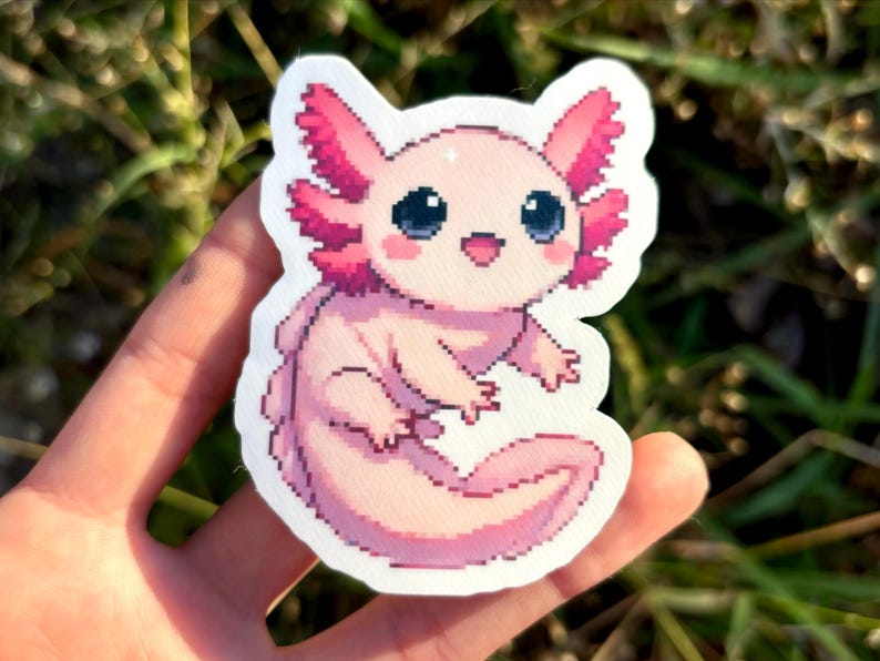 Cute Axolotl Sticker Two Pack - Cosmic Axolotl Sticker, Kawaii Pastel Pink Axolotl Sticker, Space Salamader Vinyl Decal 2 Set image 5