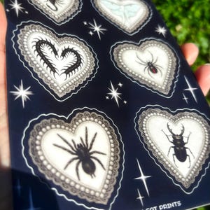 Gothic Insect Sticker Sheet: Creepy Cute Stickers, Victorian Gothic Aesthetic, Goth Luna Moth Decal, Scorpion Art image 2