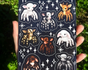 Spider Critters Sticker Sheet: Creepy Cute Sticker Sheet, Weird Cute Sticker Sheet, Cursed Spider Animal Stickers