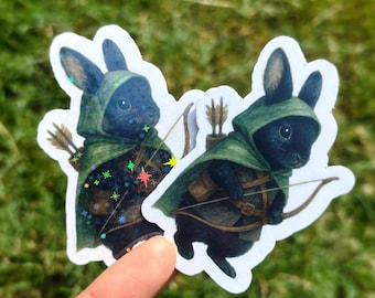 Bunny Ranger Sticker: Medieval Archer Rabbit - Matte or Holographic