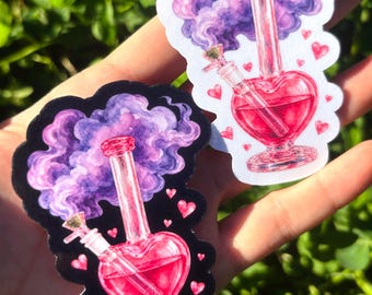 Pinker Herz-Bong-Aufkleber: Süßer Kiffer-Aufkleber für Mädchen, 420-Geschenk