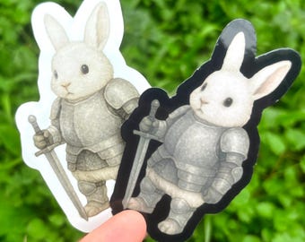 Bunny Knight Sticker: Medieval Rabbit in Armor & Sword