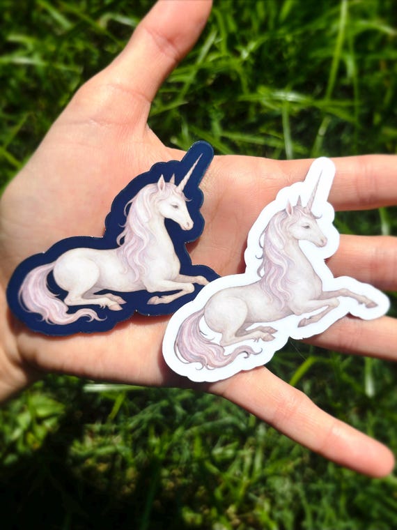 Medieval Unicorn Sticker - Illustrated Dark Fantasy Sticker, Whimsical Unicorn Sticker, Mythical Creature Sticker, Magical Pegasus Sticker