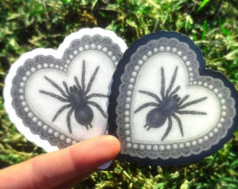 Gothic Tarantula Sticker: Pastel Goth Aesthetic, Creepy Cute Black Spider, Victorian Insect Stickers, Vintage Goth Art