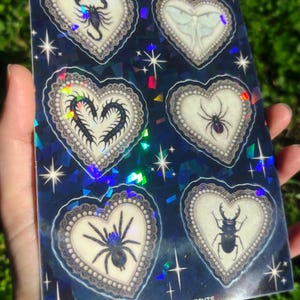 Gothic Insect Sticker Sheet: Creepy Cute Stickers, Victorian Gothic Aesthetic, Goth Luna Moth Decal, Scorpion Art image 4