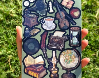 Dark Academia Sticker Sheet: Vintage Ephemera Stickers