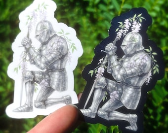 Kneeling Knight Sticker Pack - Girl Knight Sticker, Renaissance Knight in Armor Sticker, Medieval Style Sticker Set, Medieval Fantasy Decal