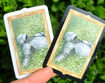Daydreaming Knight Sticker: Medieval Romance Aesthetic, Cottagecore Fantasy Armor Sticker, Soft Gothic Art Decal