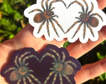 Tarantula Heart Sticker: Creepy Cute Spider Sticker, Kawaii Arachnid Stickers, Gothic Insect Art