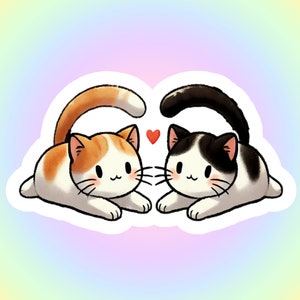 Sticker vinyle chats mignons meilleures amies - Meilleurs amis Kawaii Chibi Kitty
