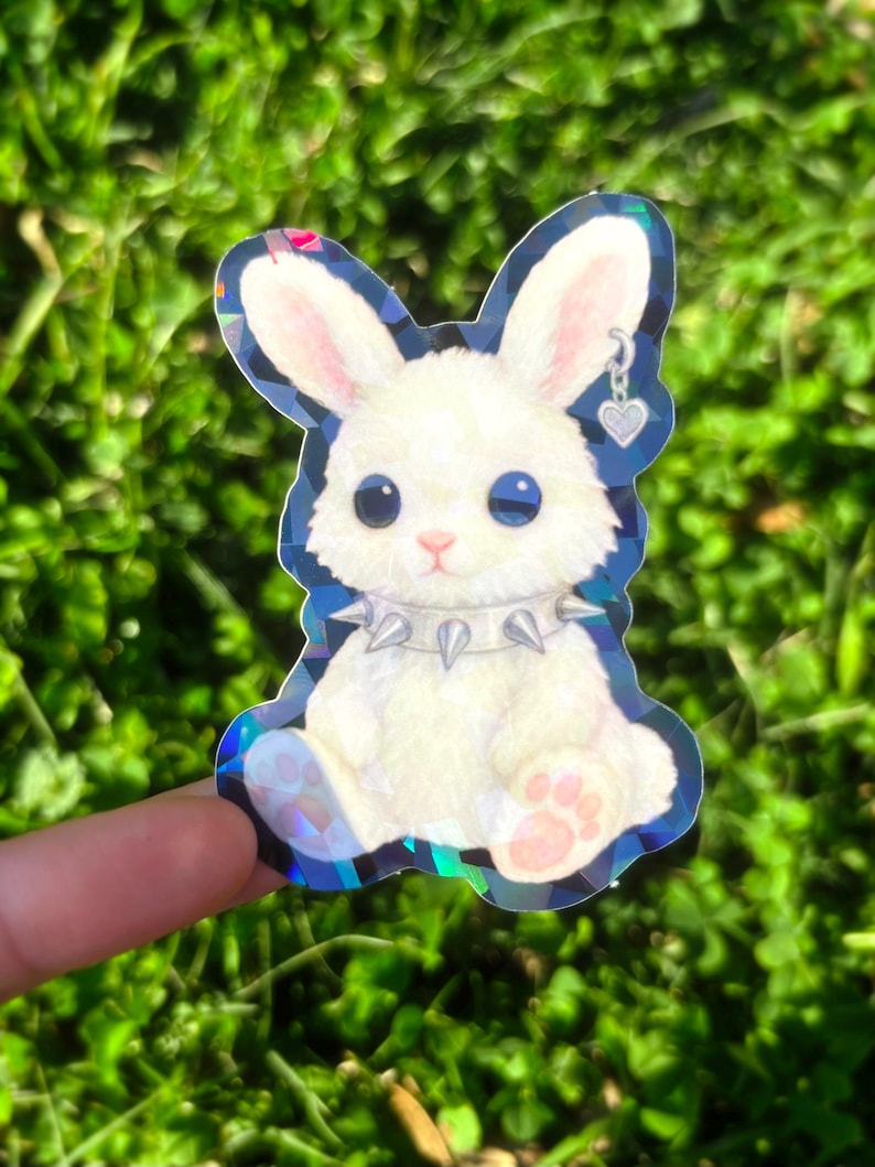 Goth White Bunny Sticker: Punk Rabbit Sticker, Gothic Animals Sticker ...