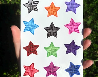 Vita stjärnklistermärken - Stjärnklistermärken, söta stjärnklistermärken, trippy virvelstjärnklistermärken, ministjärnklistermärken, vinylklistermärkespaket med fyllnadsmaterial