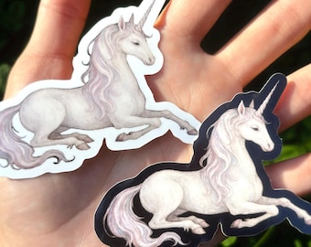 Medieval Unicorn Sticker - Illustrated Dark Fantasy Sticker, Whimsical Unicorn Sticker, Mythical Creature Sticker, Magical Pegasus Sticker