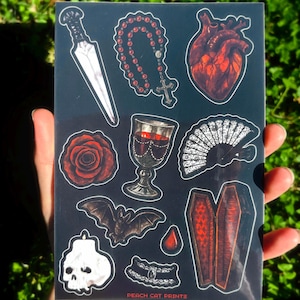 Vampyr Gotiskt Klistermärkesark: Illustrerade Mörk Fantasie Klistermärken bild 1