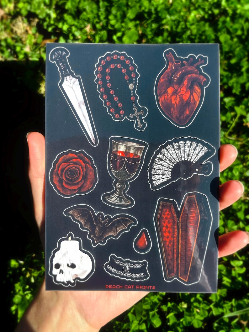 Vampyr Gotiskt Klistermärkesark: Illustrerade Mörk Fantasie Klistermärken bild 1