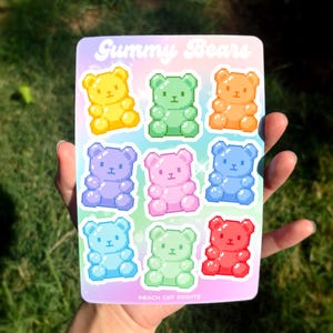 Gummy Bear Sticker Sheet - Cute Gummies Sticker Sheet, Kawaii Candy Sticker Sheet, Gummy Bear Sticker, Gummy Bear Decal, Gummybear Sticker