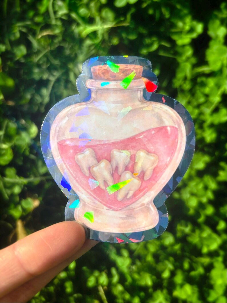 Rosa tänder-drycksklistermärke: Obehaglig söt anatomikonst, kawaii gore-tandklistermärke, gotiskt drycksklistermärke, pastellgoth-estetik bild 8