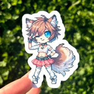 Femboy Wolf Boy Sticker - Cute Anthro Wolf Sticker, Anthro Dog Boy Sticker, Holographic Furry Decal, Chibi Anthropomorphic Wolf Sticker