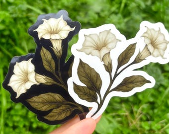 Morning Glory Sticker Set: Holographic Moon Flower Vinyl Decals